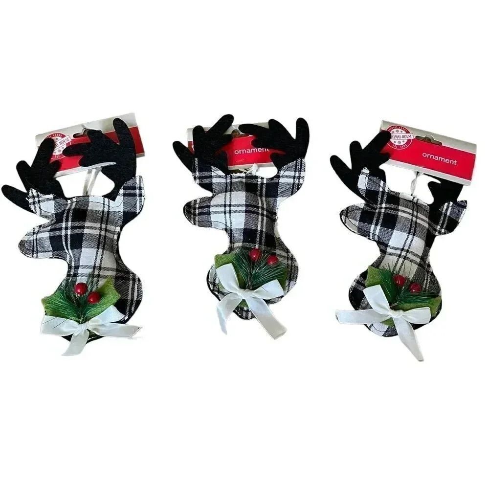 Christmas House Winter Rustic Farmhouse Decor Bohemian Ornaments Set of 3